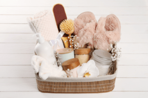 Image of a spa-themed gift basket