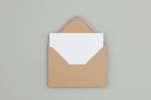 Image of an open envelope with a blank card inside